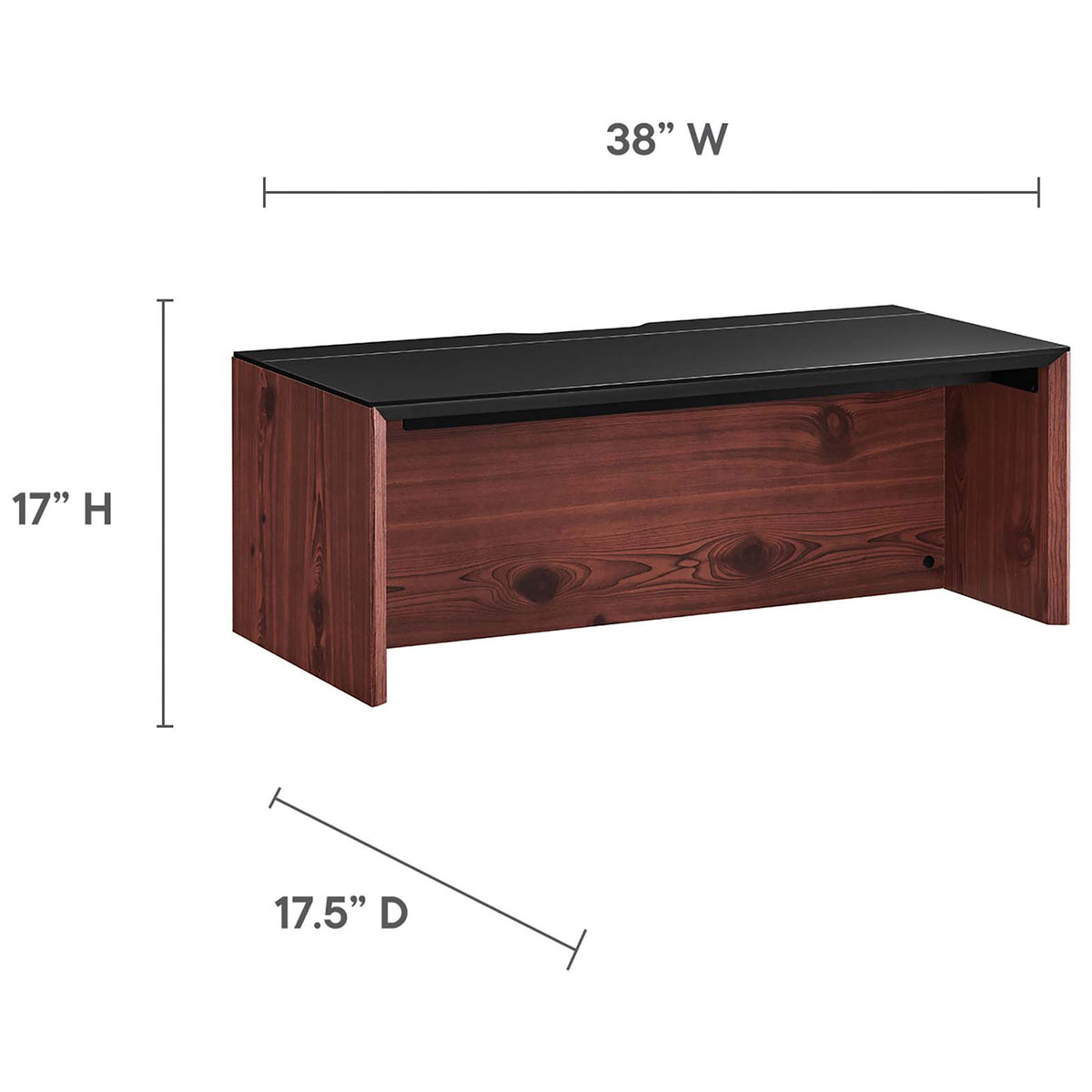 Open wall desk with a streamlined silhouette and space-saving floating design || EEI-6311-BLK-CHE || dimension_studio