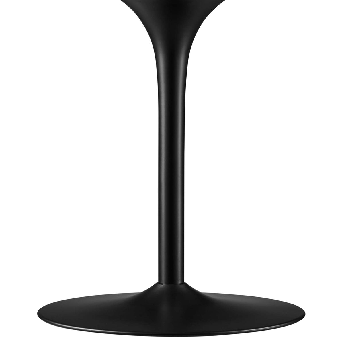 Black tapered pedestal base with wide round foot for stable, modern dining table support. || EEI-6313-WAL-BLK || leg_studio