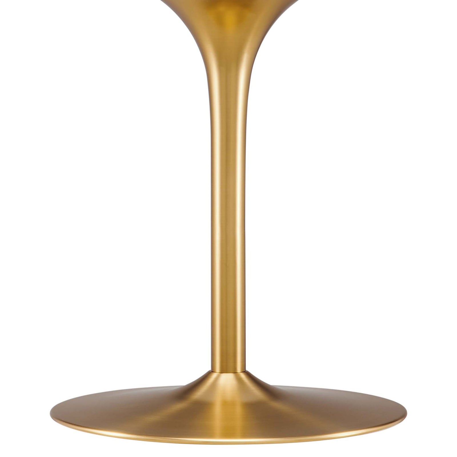 Brushed gold pedestal base with smooth curves and wide foot for sturdy support and mid-century flair || EEI-6313-WAL-GLD || leg_studio