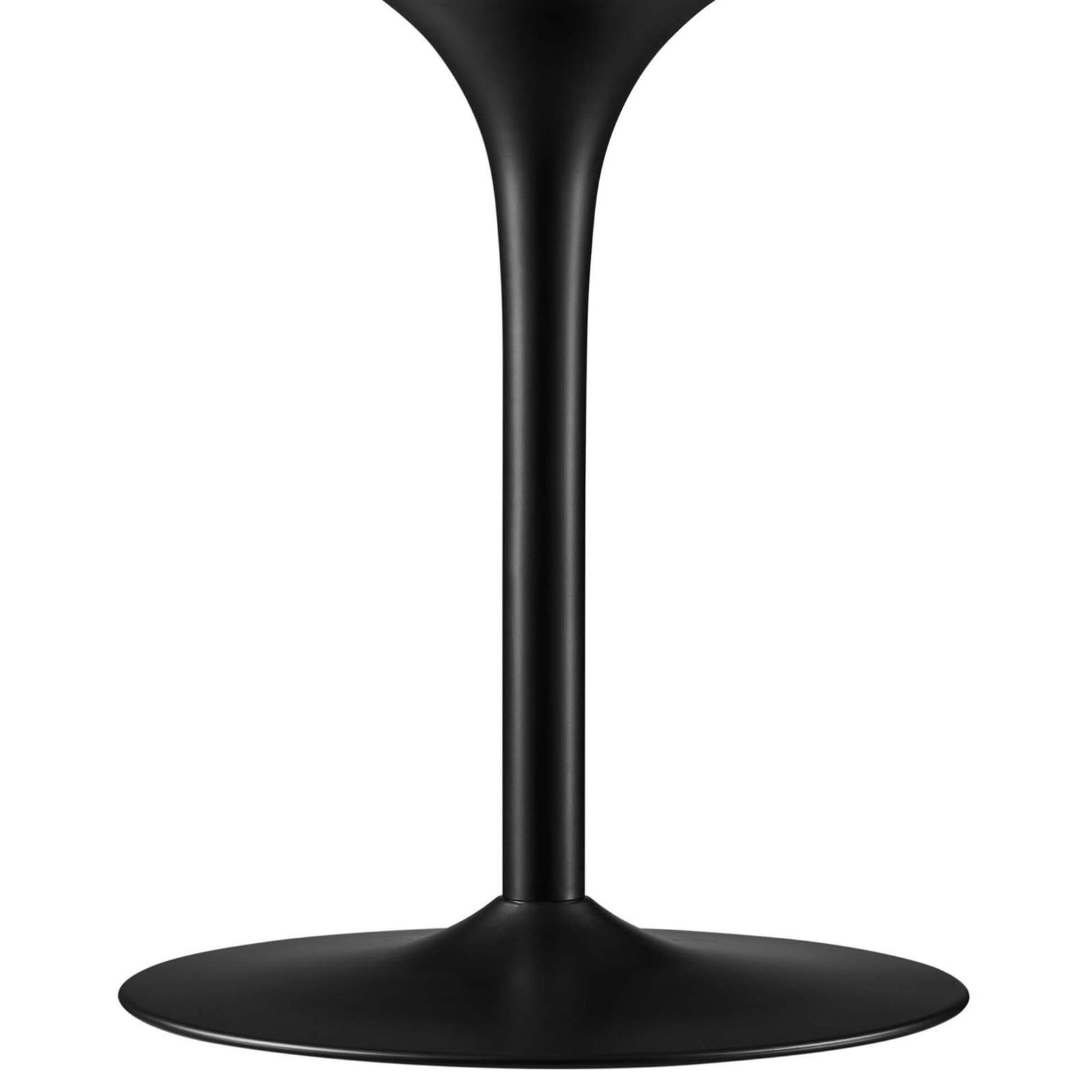 Black metal pedestal base with gently flared silhouette for stable modern support || EEI-6313-WHI-BLK || leg_studio