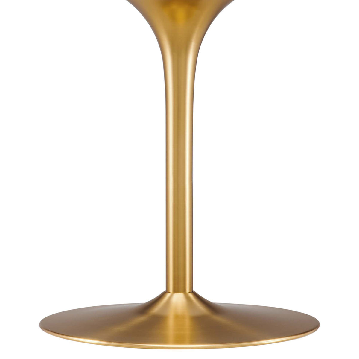 Brushed gold pedestal base adds mid-century flair and sturdy support to the table || EEI-6313-WHI-GLD || leg_studio