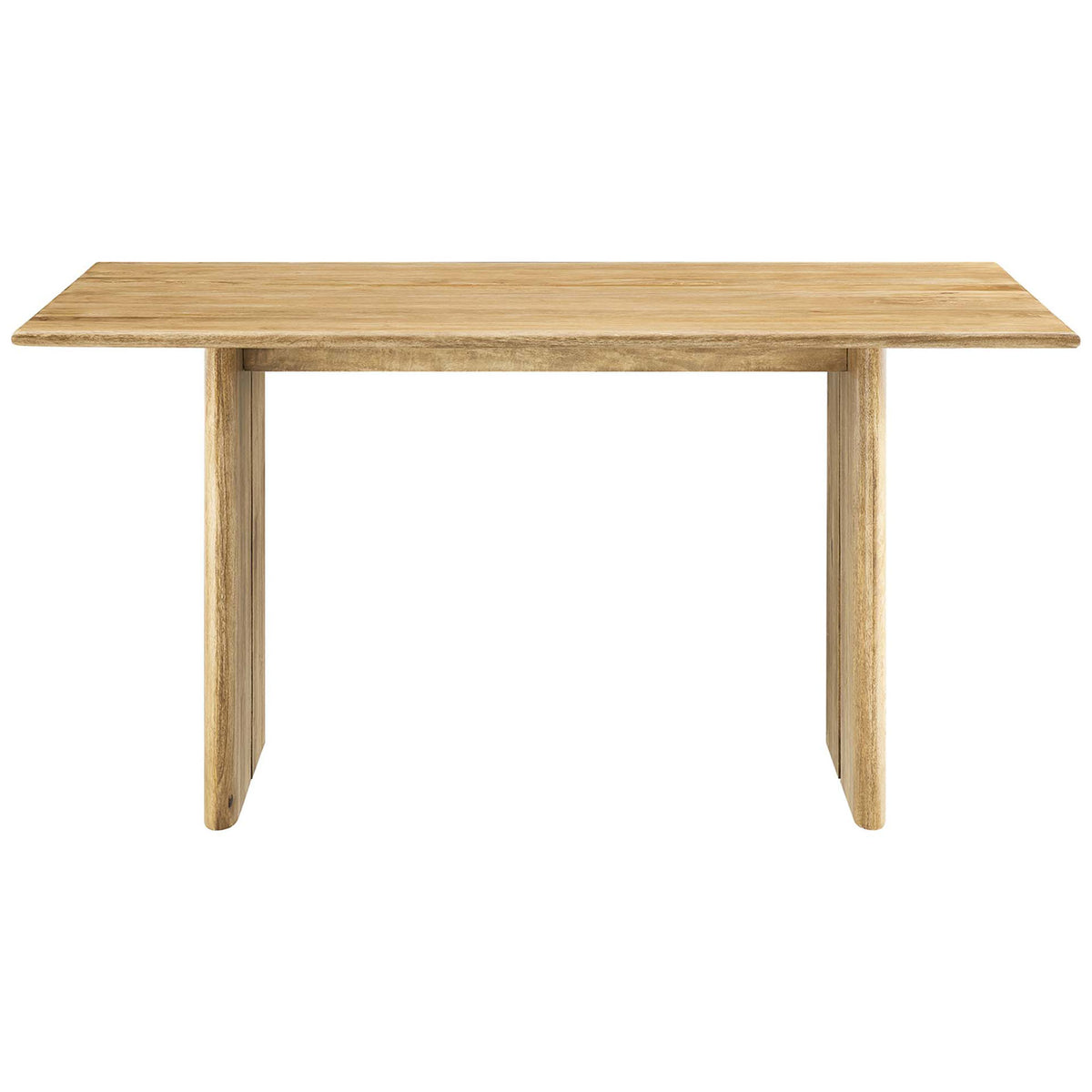 60 inch mango wood dining table with a smooth rectangular top and warm oak grain. || EEI-6338-OAK || front_studio