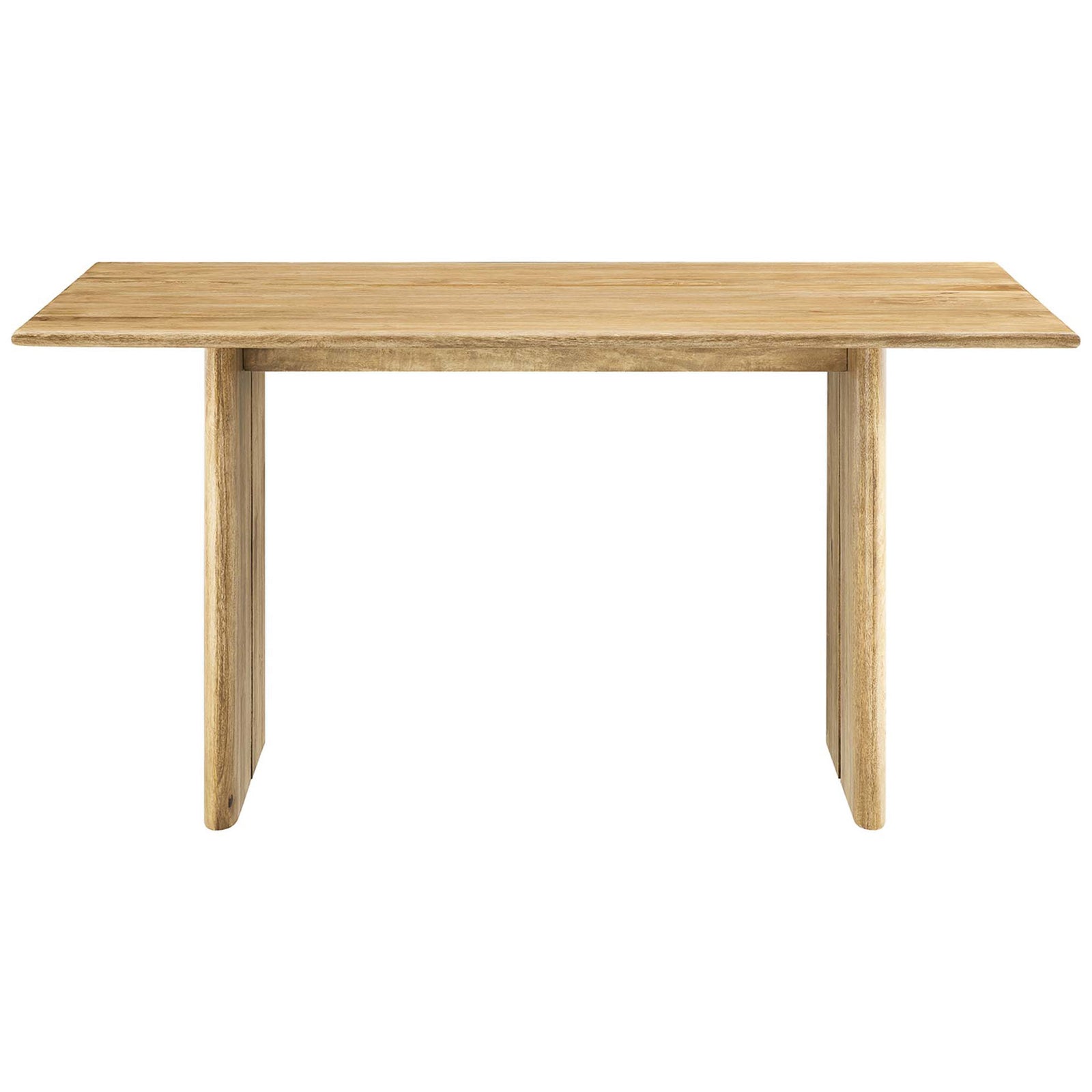60 inch mango wood dining table with a smooth rectangular top and warm oak grain. || EEI-6338-OAK || front_studio