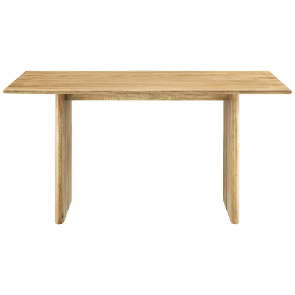 60 inch mango wood dining table with a smooth rectangular top and warm oak grain. || EEI-6338-OAK || front_studio