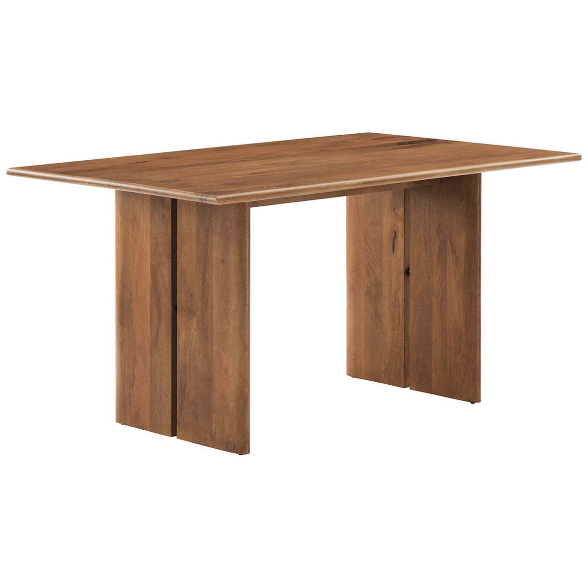 60 inch rectangular dining table in warm walnut finish with softly rounded edges || EEI-6338-WAL || front_angle_studio