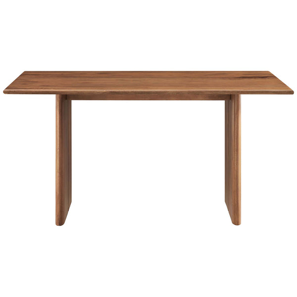 60 inch walnut mango wood dining table with clean lines and modern panel legs || EEI-6338-WAL || front_studio