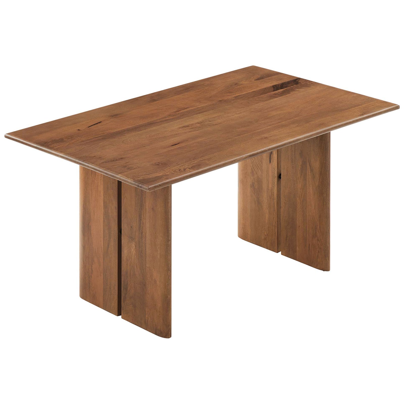 60 inch walnut tabletop displaying expansive mango wood grain and subtle beveled edging || EEI-6338-WAL || top_angle_studio