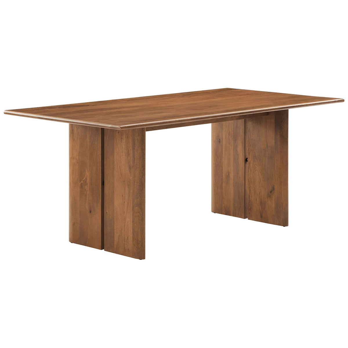 72 inch rectangular dining table in warm walnut finish with smooth beveled edges || EEI-6339-WAL || front_angle_studio