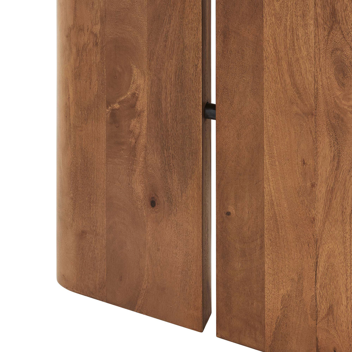 Amistad 72 inch table base with rounded panel legs and a slim black stretcher bar || EEI-6339-WAL || leg_studio