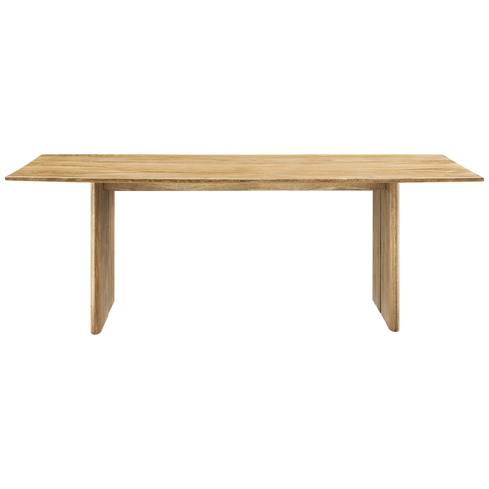 60 inch mango wood dining table with a smooth rectangular top and warm oak grain. || EEI-6338-OAK || front_studio