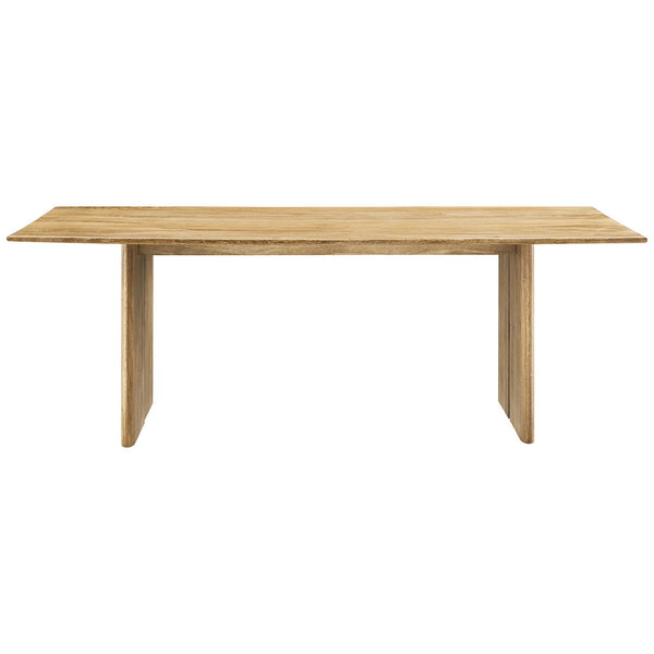 86 inch mango wood dining table with an expansive rectangular top and warm oak finish. || EEI-6340-OAK || front_studio