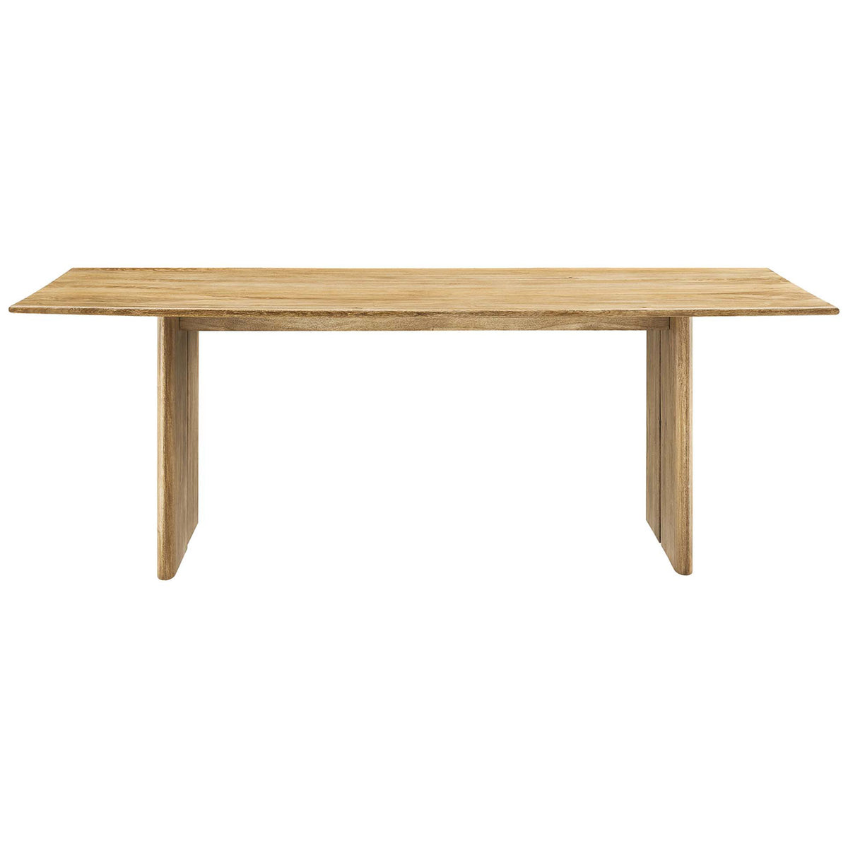 86 inch mango wood dining table with an expansive rectangular top and warm oak finish. || EEI-6340-OAK || front_studio