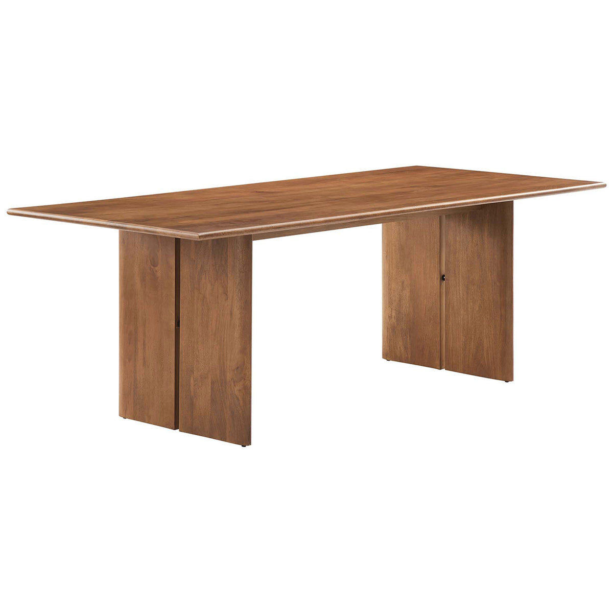 86 inch rectangular dining table in warm walnut finish bringing relaxed modern farmhouse style || EEI-6340-WAL || front_angle_studio
