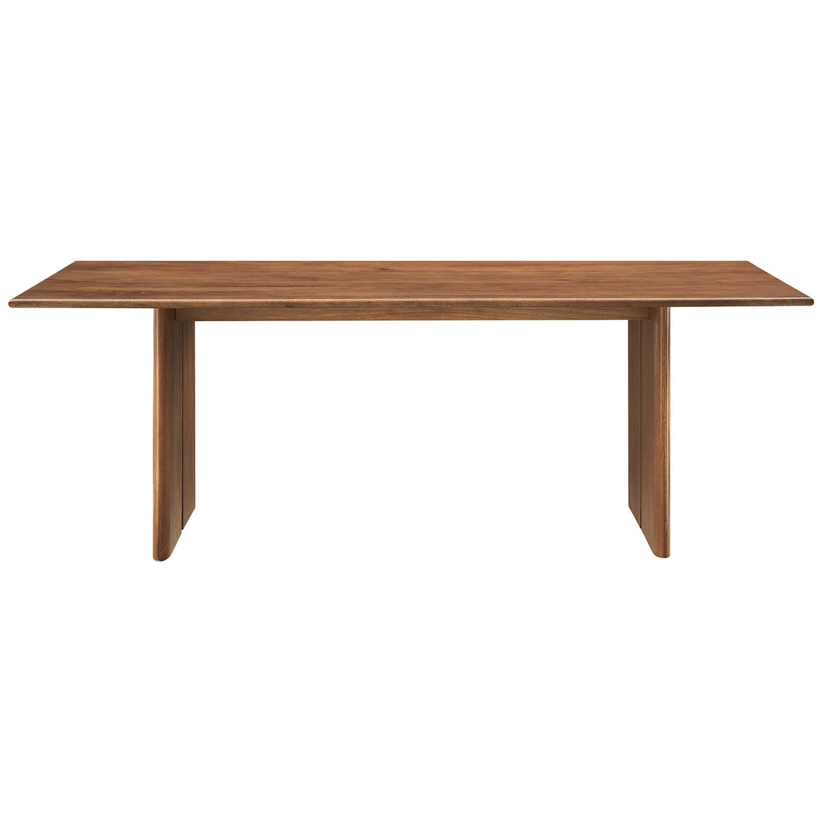 86 inch walnut mango wood dining table with expansive rectangular top and panel legs || EEI-6340-WAL || front_studio