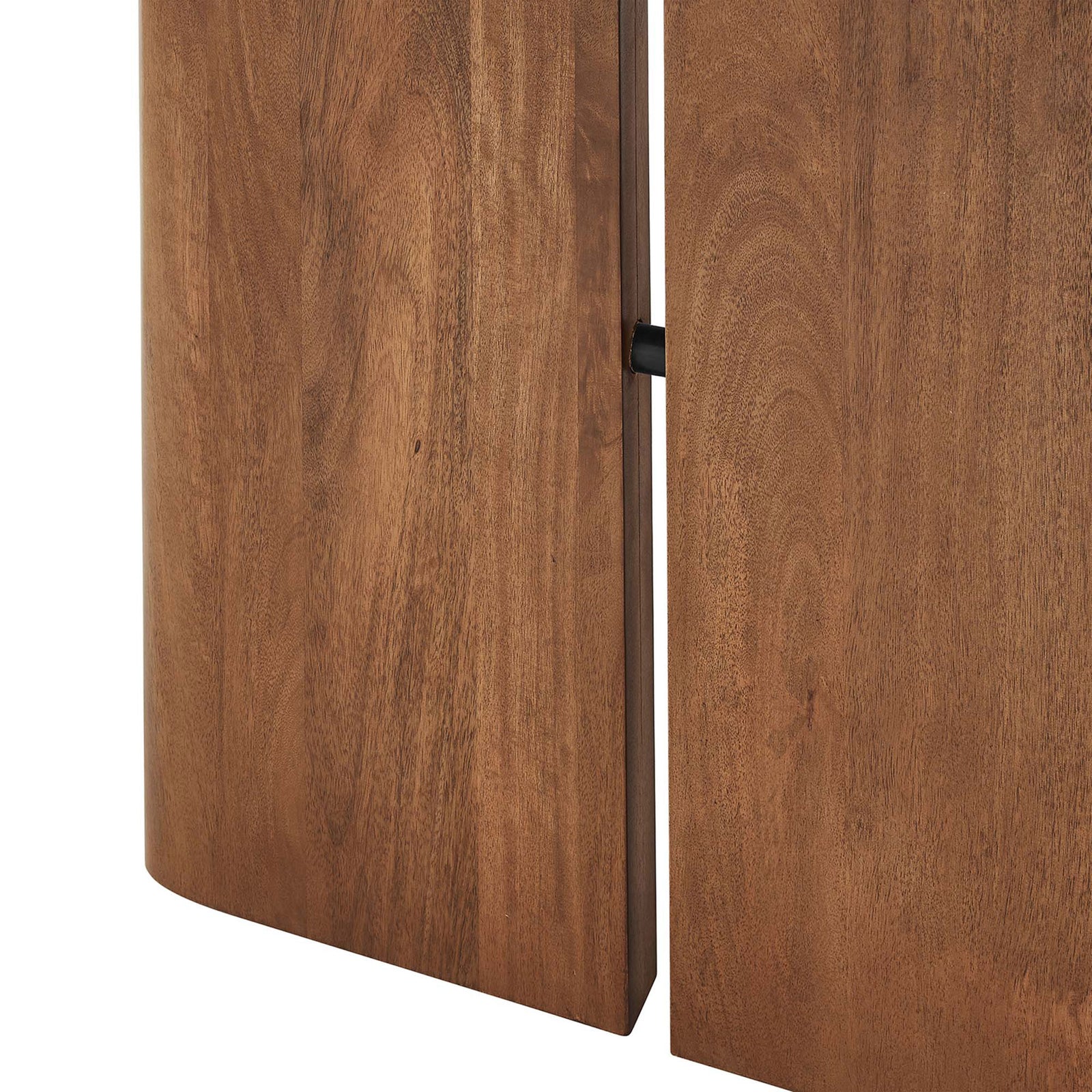 Amistad 86 inch table base with rounded panel legs joined by a sleek metal support bar || EEI-6340-WAL || leg_studio