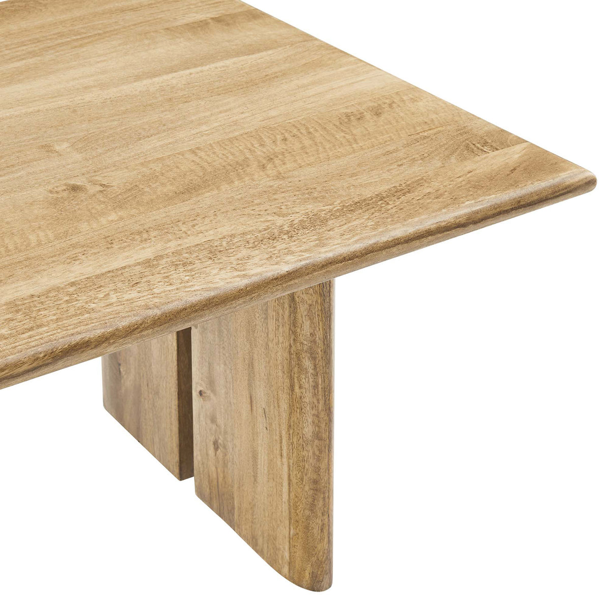 Beveled tabletop edge with rich mango wood grain and a smooth oak finish || EEI-6341-OAK || detail_studio