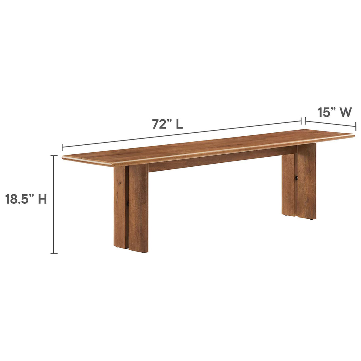 Spacious seating length offers flexible placement along a table or wall. || EEI-6345-WAL || dimension_studio