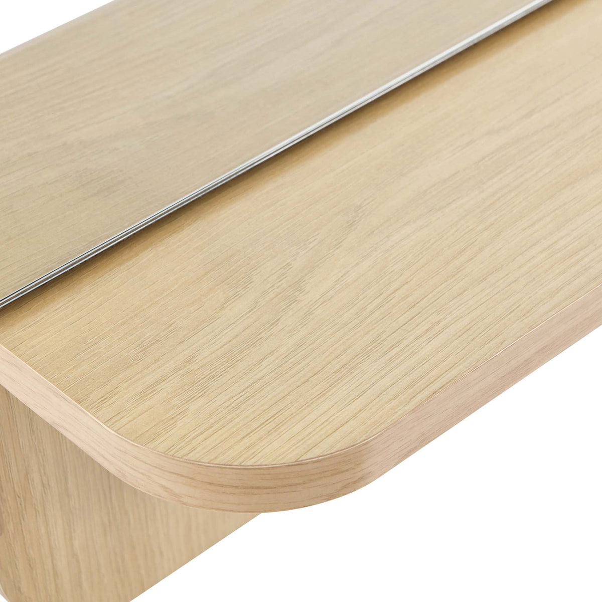 Oak-look shelf on the Lumina mirror provides a handy ledge for keys, decor, and daily essentials || EEI-6348-OAK || detail_studio