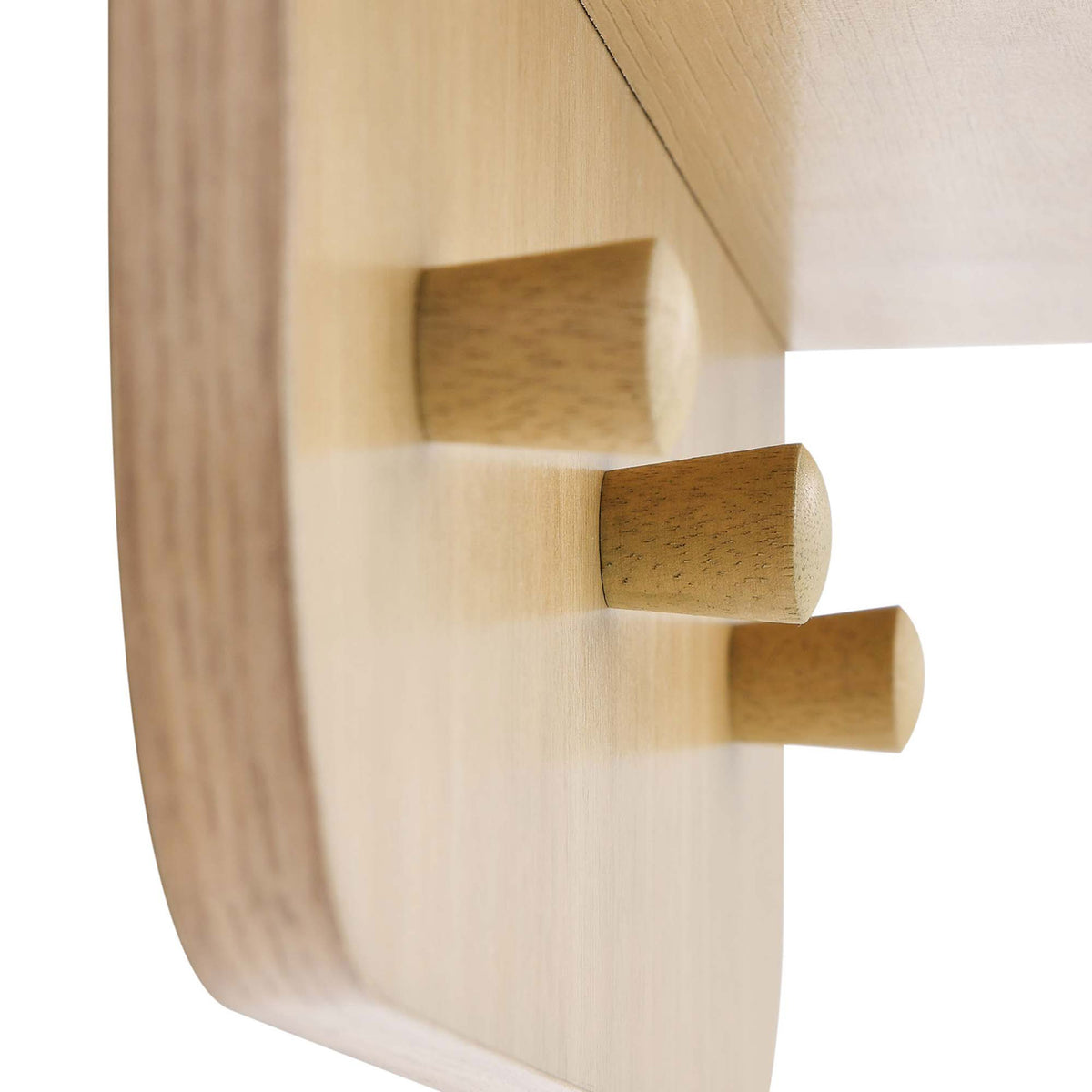 Three rounded oak pegs on the Lumina mirror keep bags, hats, and scarves organized by the door || EEI-6348-OAK || detail_studio