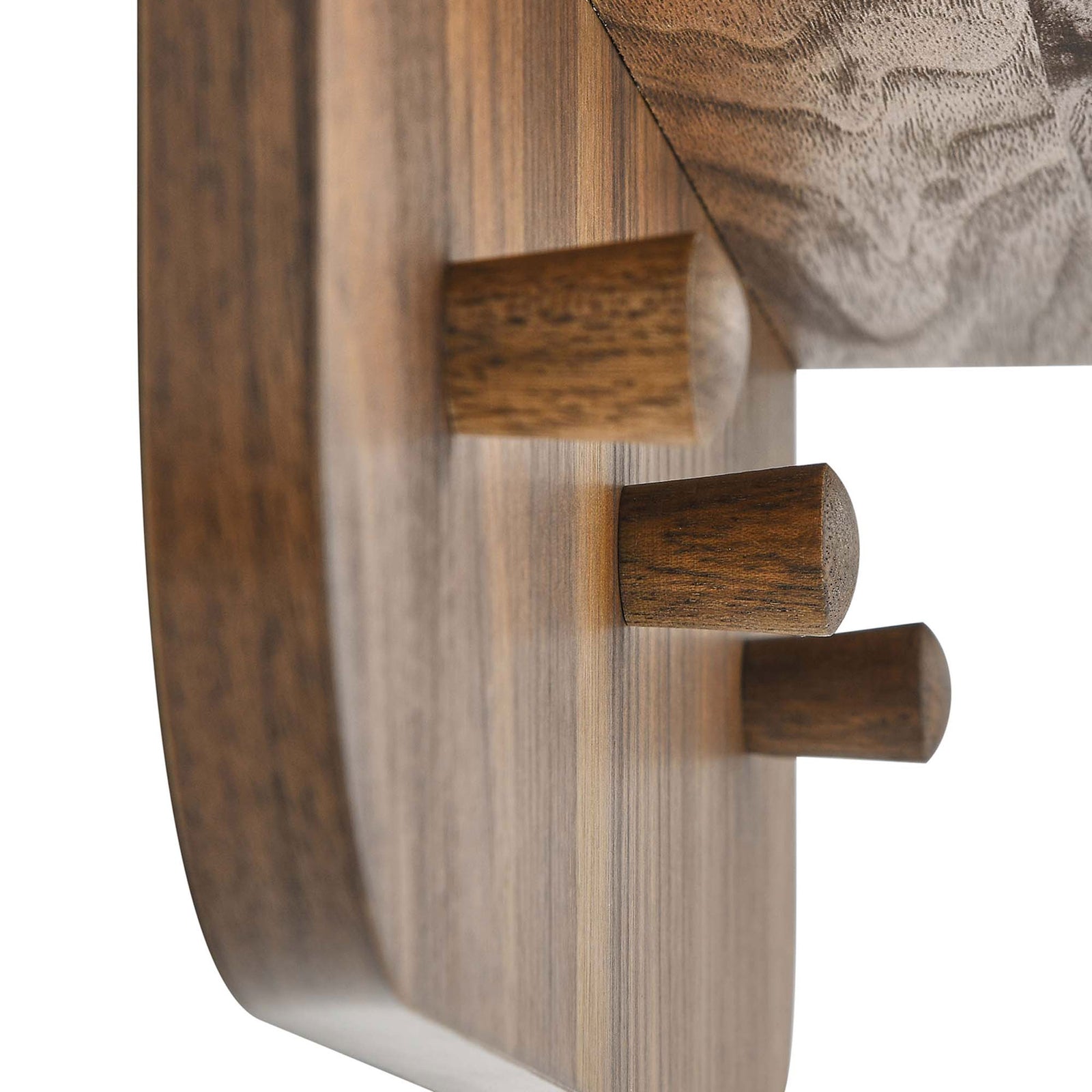 Three rounded walnut pegs on the Lumina mirror keep scarves, bags, and hats neatly hung || EEI-6348-WAL || detail_studio
