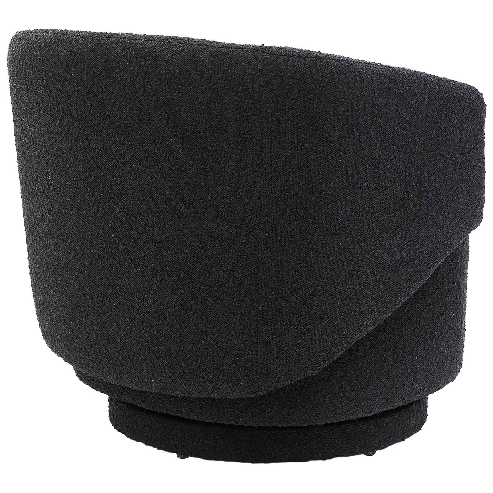 Smooth, continuous backrest highlights the chair's modern curves and textured boucle upholstery. || EEI-6357-BLK || back_studio