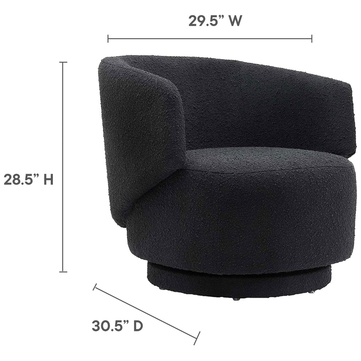 Compact proportions fit living rooms and bedrooms while offering lounge-worthy comfort. || EEI-6357-BLK || dimension_studio