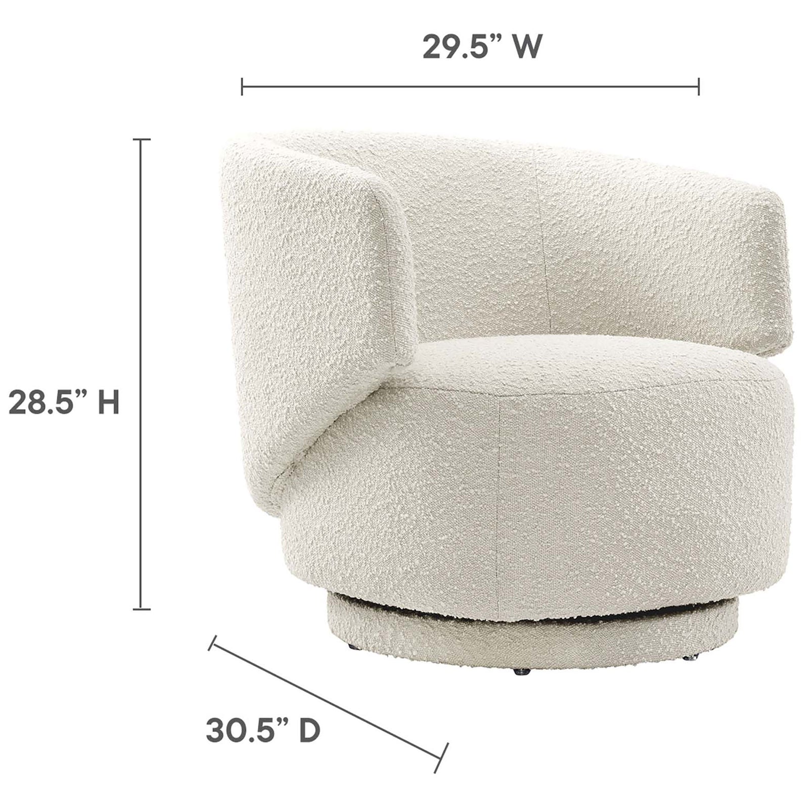 Sized at 30.5 in D x 29.5 in W x 28.5 in H for easy placement. || EEI-6357-IVO || dimension_studio