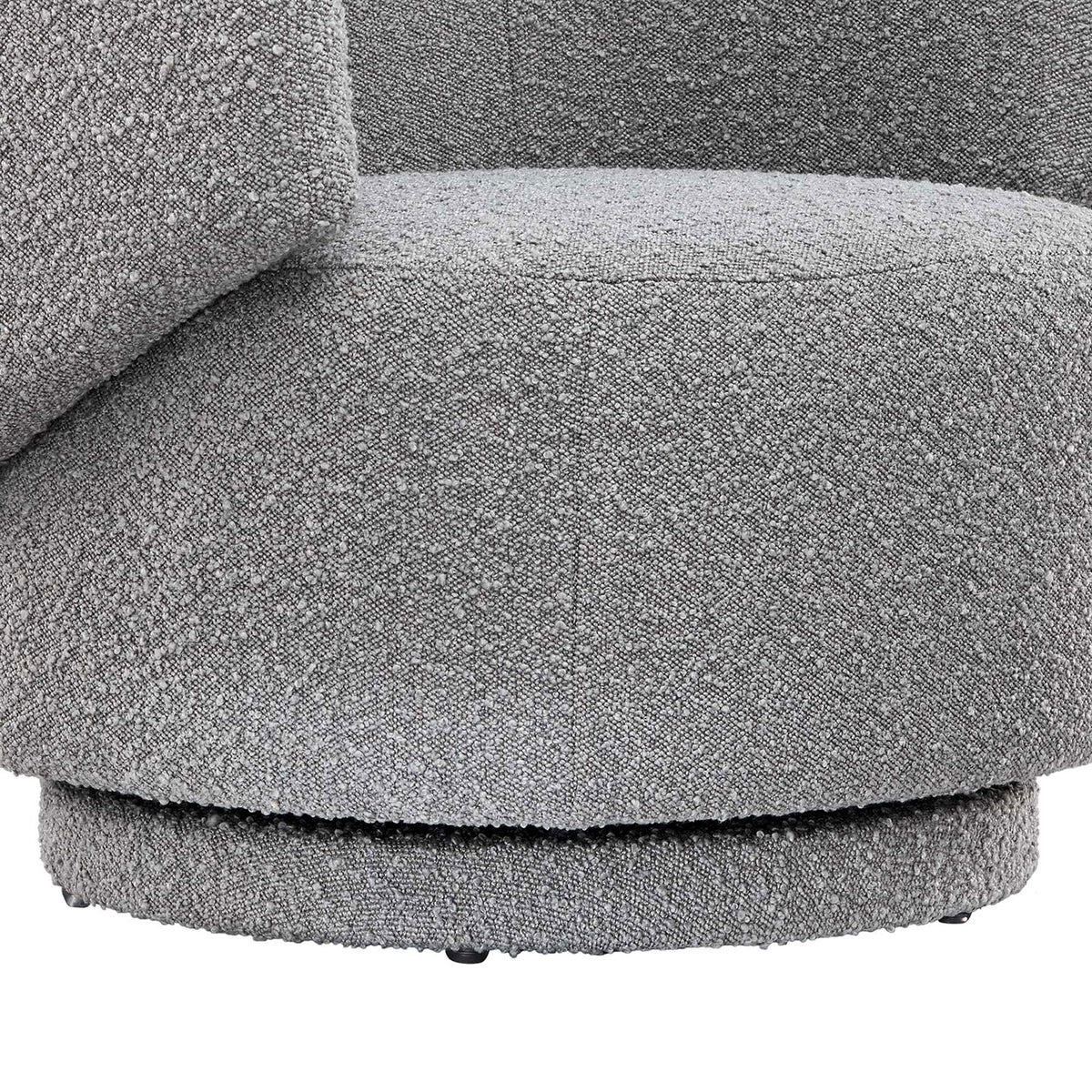 Textured boucle upholstery pairs with a low-profile swivel base for a sleek, modern finish || EEI-6357-LGR || leg_studio