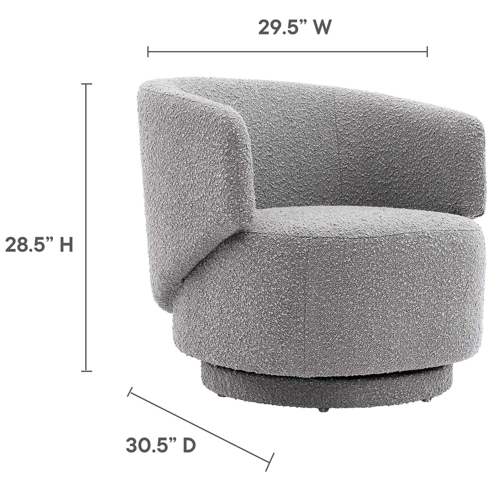 Compact, space-friendly swivel chair offers plush comfort in a clean, contemporary silhouette || EEI-6357-LGR || dimension_studio