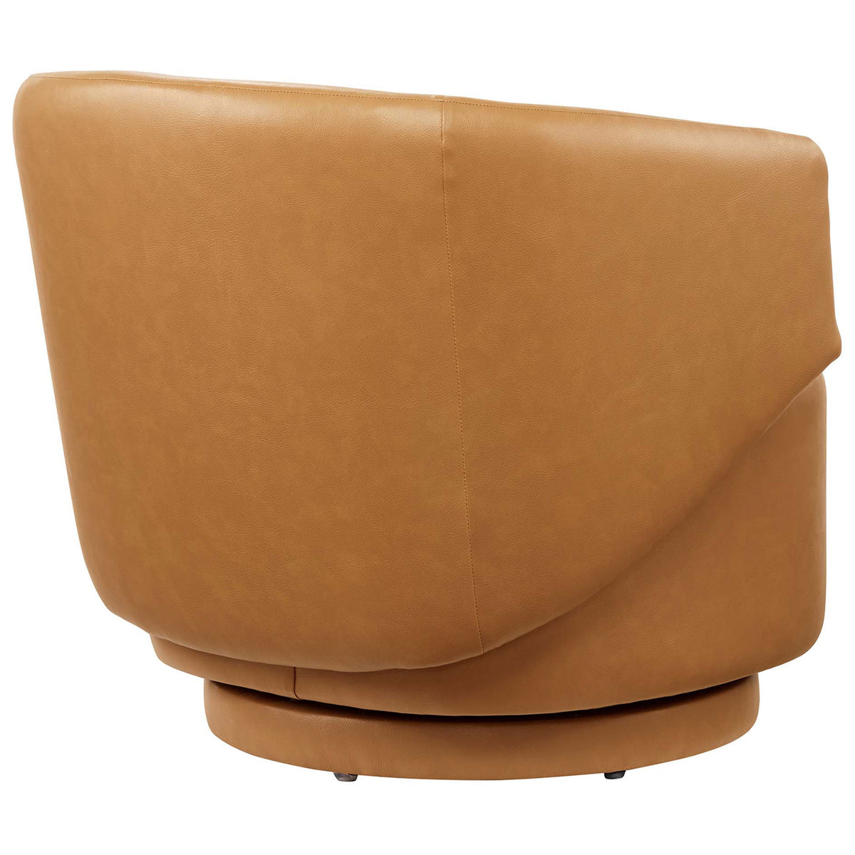 Seamless rounded back in tan vegan leather with tailored upholstery and clean modern lines. || EEI-6358-TAN || back_studio