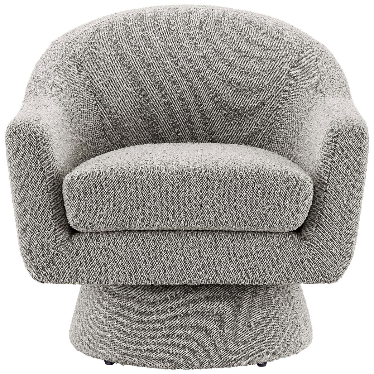 Generous seat and embracing arms in taupe boucle deliver modern comfort and style. || EEI-6359-TAU || front_studio