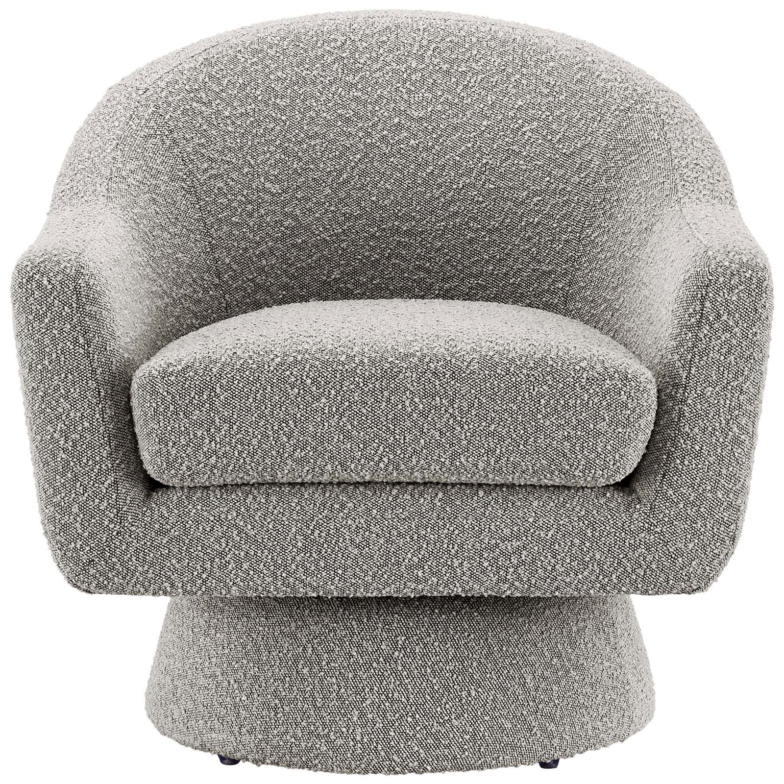 Generous seat and embracing arms in taupe boucle deliver modern comfort and style. || EEI-6359-TAU || front_studio