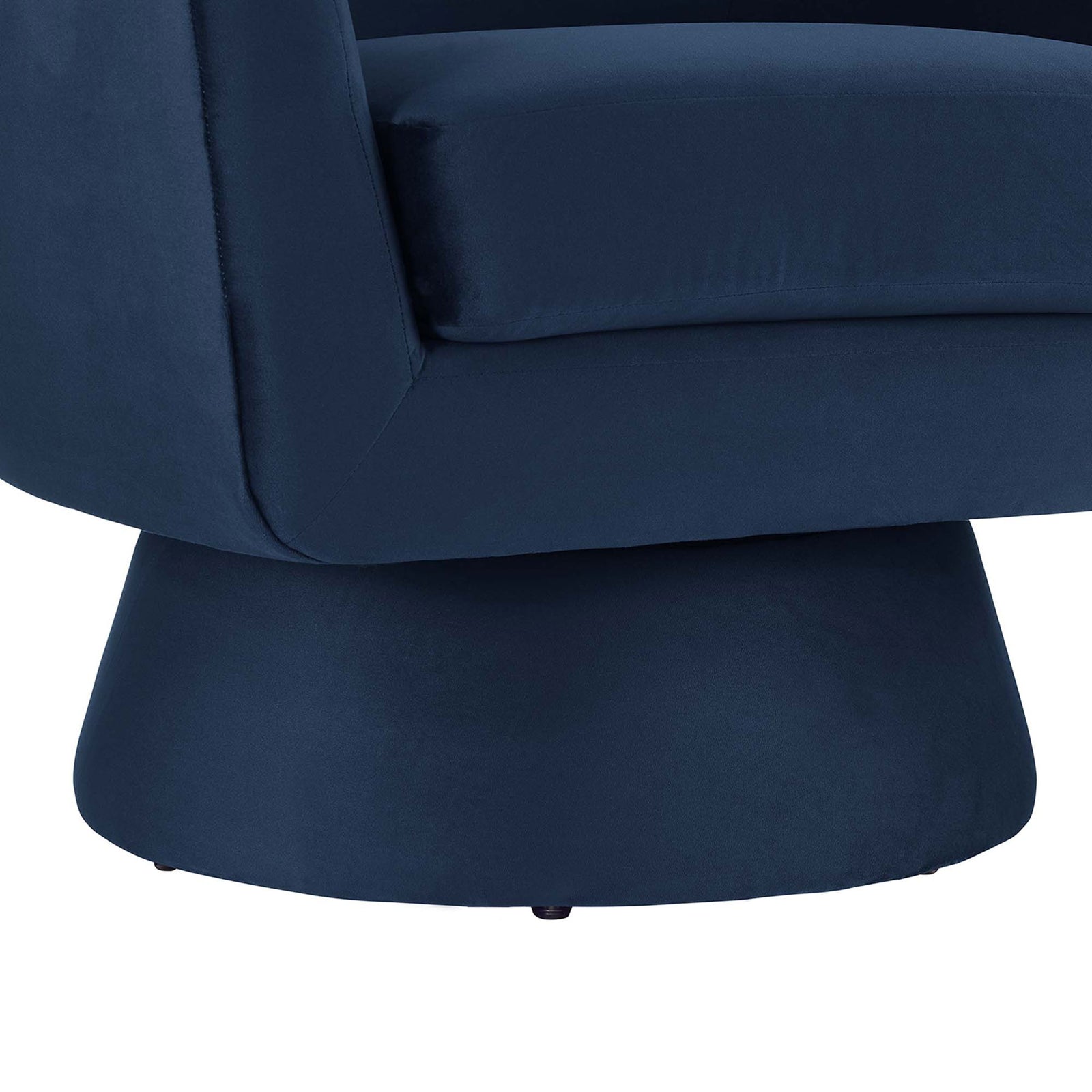 Tapered swivel base and plush seat cushion in stain-resistant performance velvet || EEI-6360-MID || leg_studio