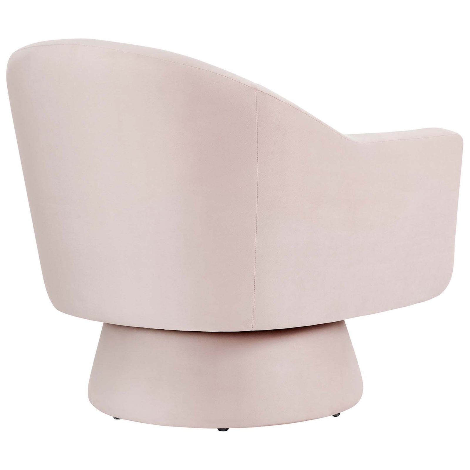 Softly rounded backrest flows into a seamless base for a sleek, modern swivel chair look || EEI-6360-PNK || back_studio
