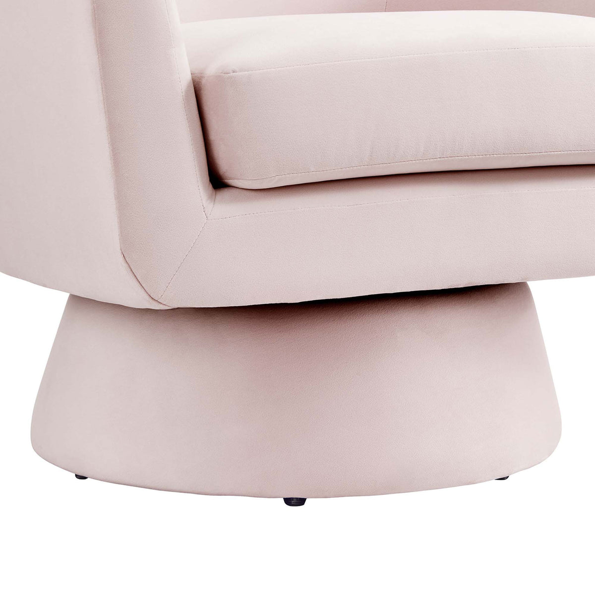 Tapered swivel base with non-marking foot pins protects floors and adds subtle mid-century charm || EEI-6360-PNK || leg_studio