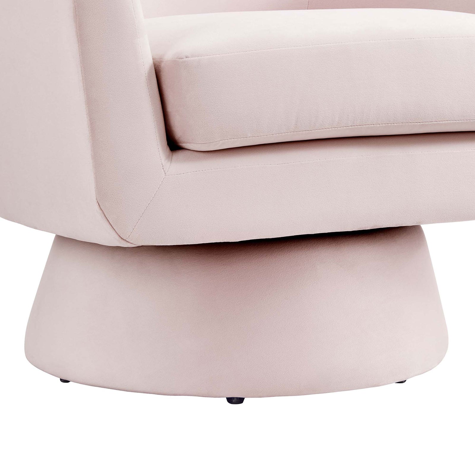 Tapered swivel base with non-marking foot pins protects floors and adds subtle mid-century charm || EEI-6360-PNK || leg_studio