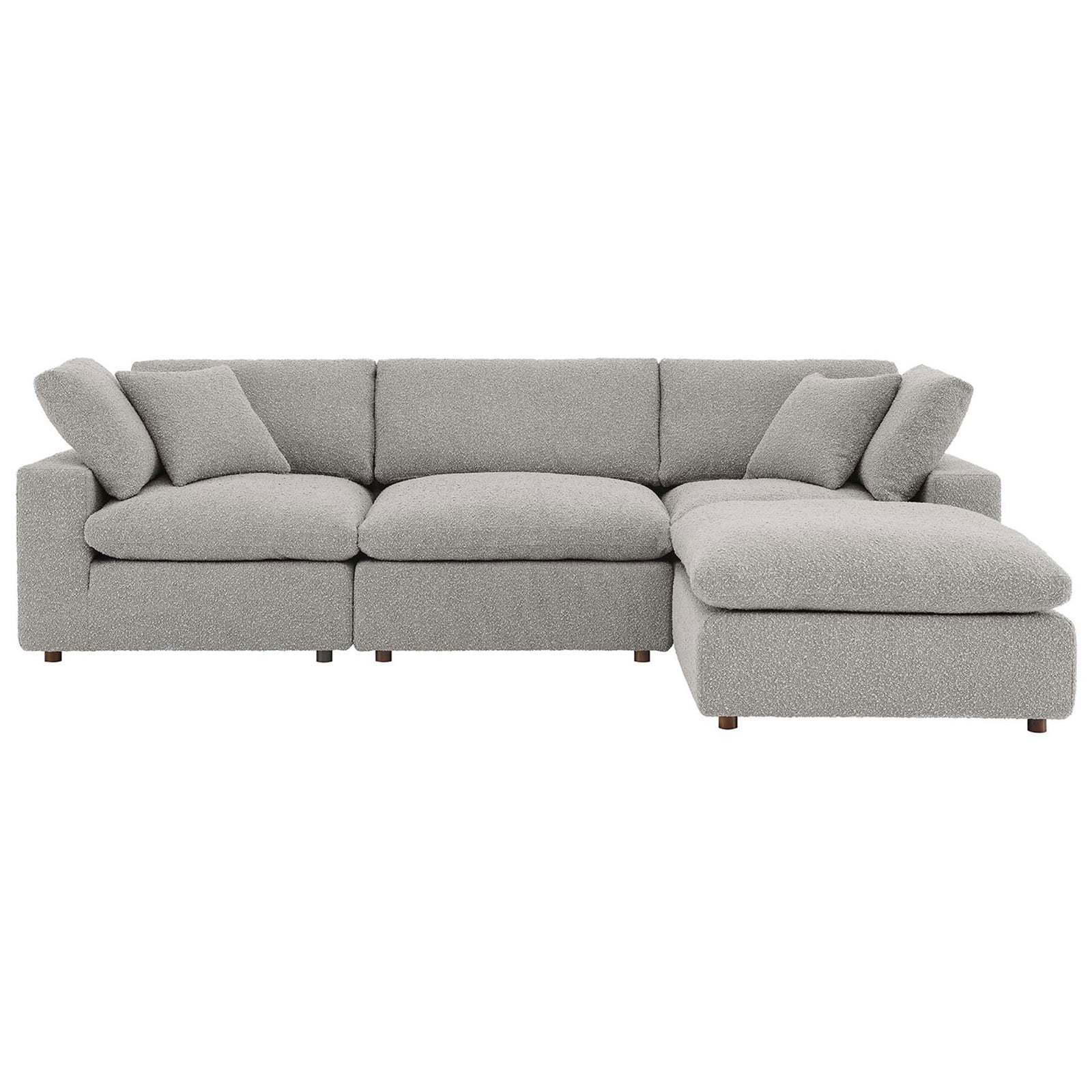 Plush light gray Commix sectional with deep sink in seats and ample cushions || EEI-6363-LGR || front_studio