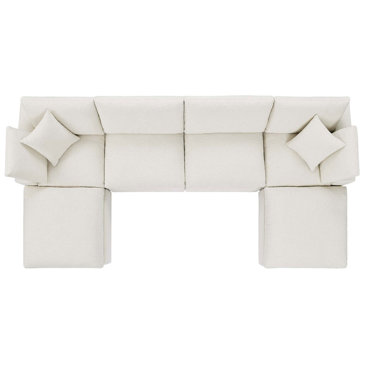 Top view of ivory Commix modular sectional showing generous seating and wide chaise lounges || EEI-6366-IVO || top_studio