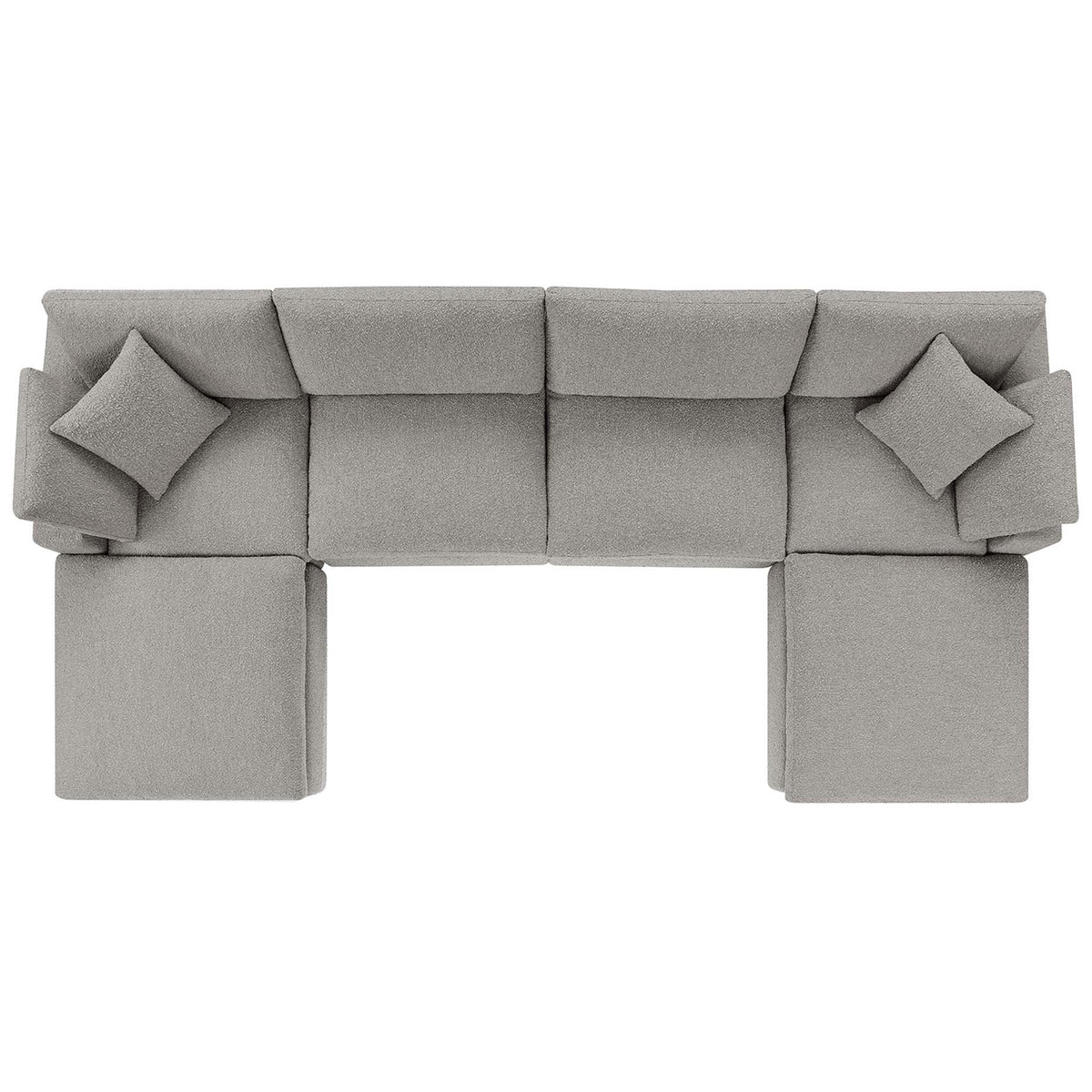Modular light gray Commix sectional highlighting generous chaise lounges and moveable cushions || EEI-6366-LGR || top_studio
