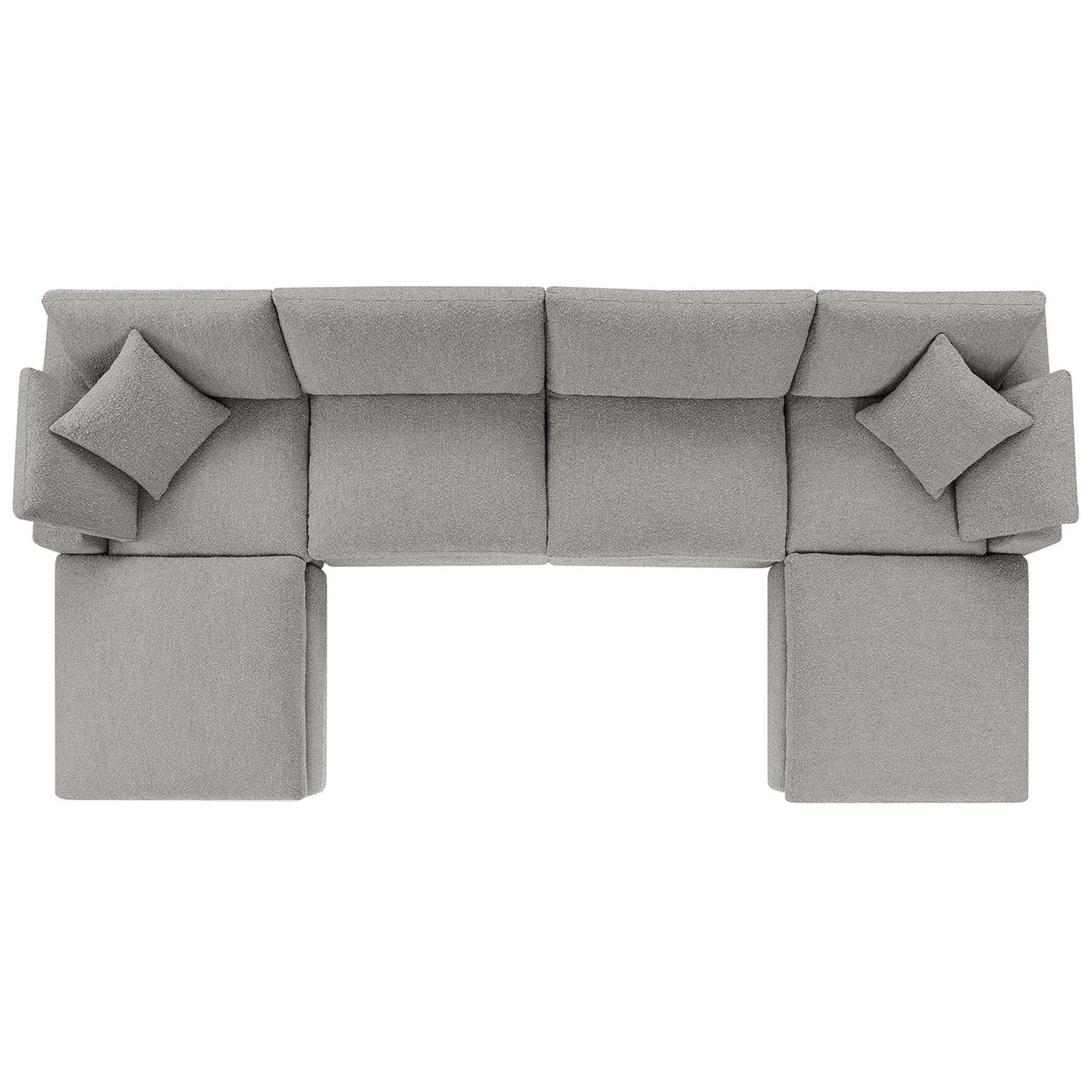 Modular light gray Commix sectional highlighting generous chaise lounges and moveable cushions || EEI-6366-LGR || top_studio