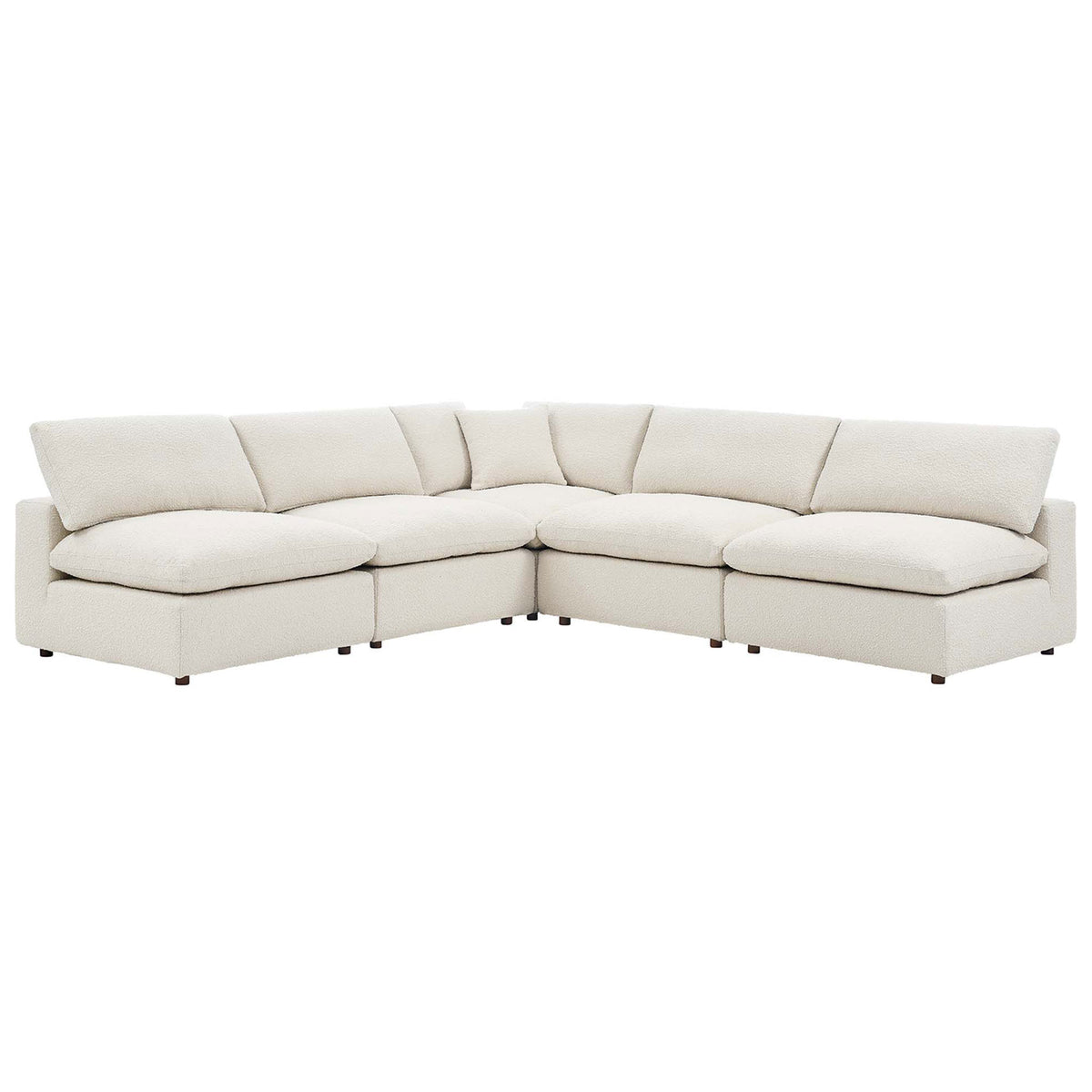 Ivory boucle sectional with plush down-filled cushions and deep, inviting seats || EEI-6367-IVO || front_angle_studio