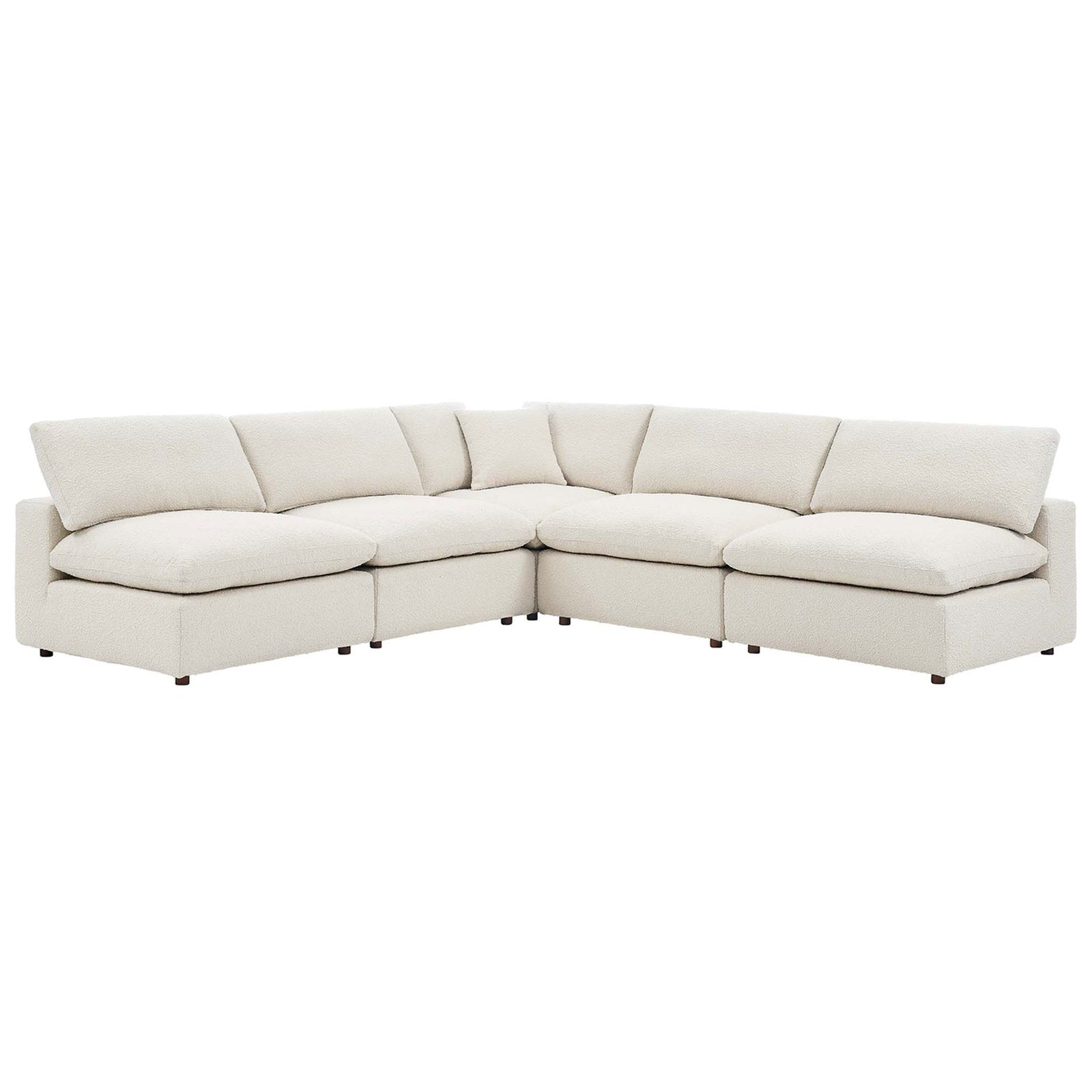 Ivory boucle sectional with plush down-filled cushions and deep, inviting seats || EEI-6367-IVO || front_angle_studio