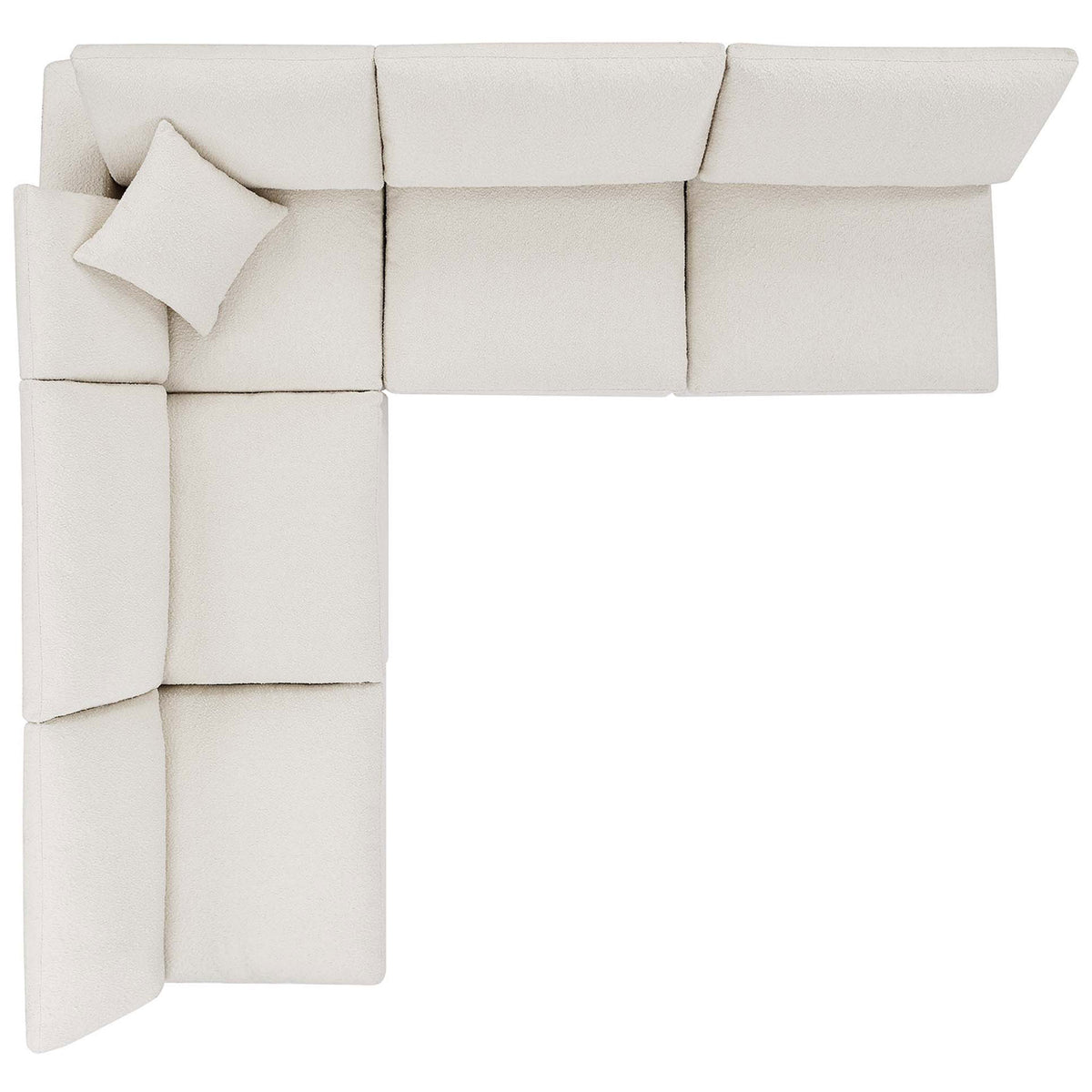 Overhead view of the modular ivory sectional highlighting its spacious L-shaped design || EEI-6367-IVO || top_studio