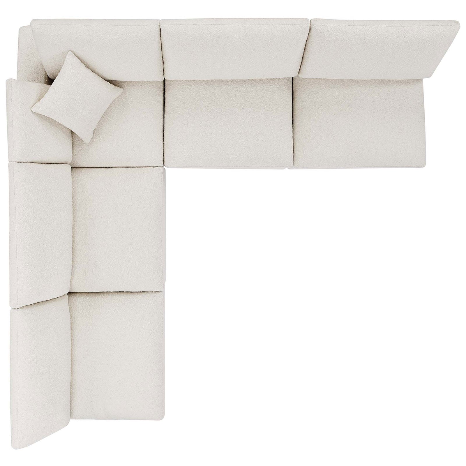 Overhead view of the modular ivory sectional highlighting its spacious L-shaped design || EEI-6367-IVO || top_studio