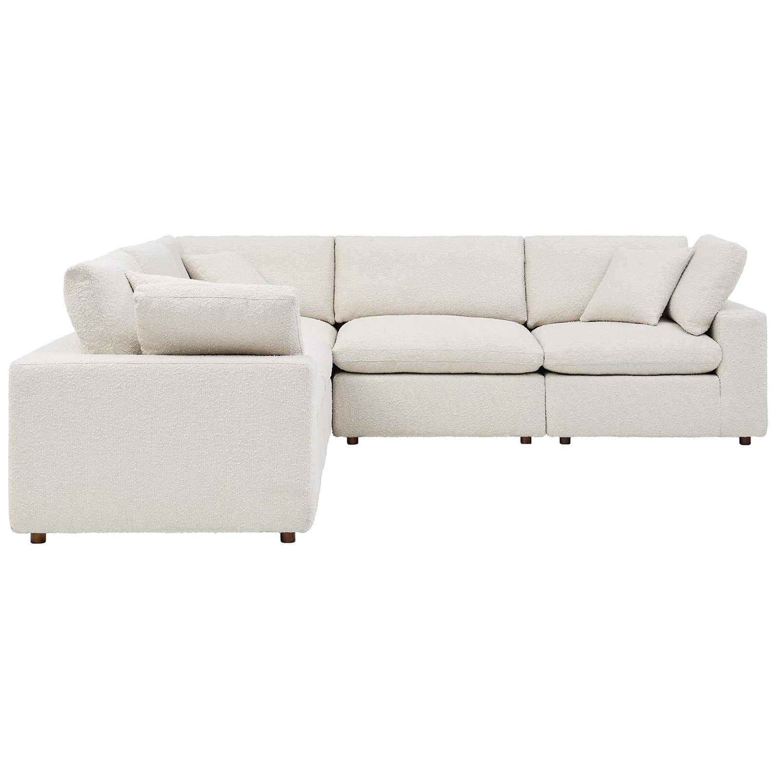 Ivory corner sectional offers generous seating with deep, supportive cushions and low-profile arms || EEI-6368-IVO || side_studio