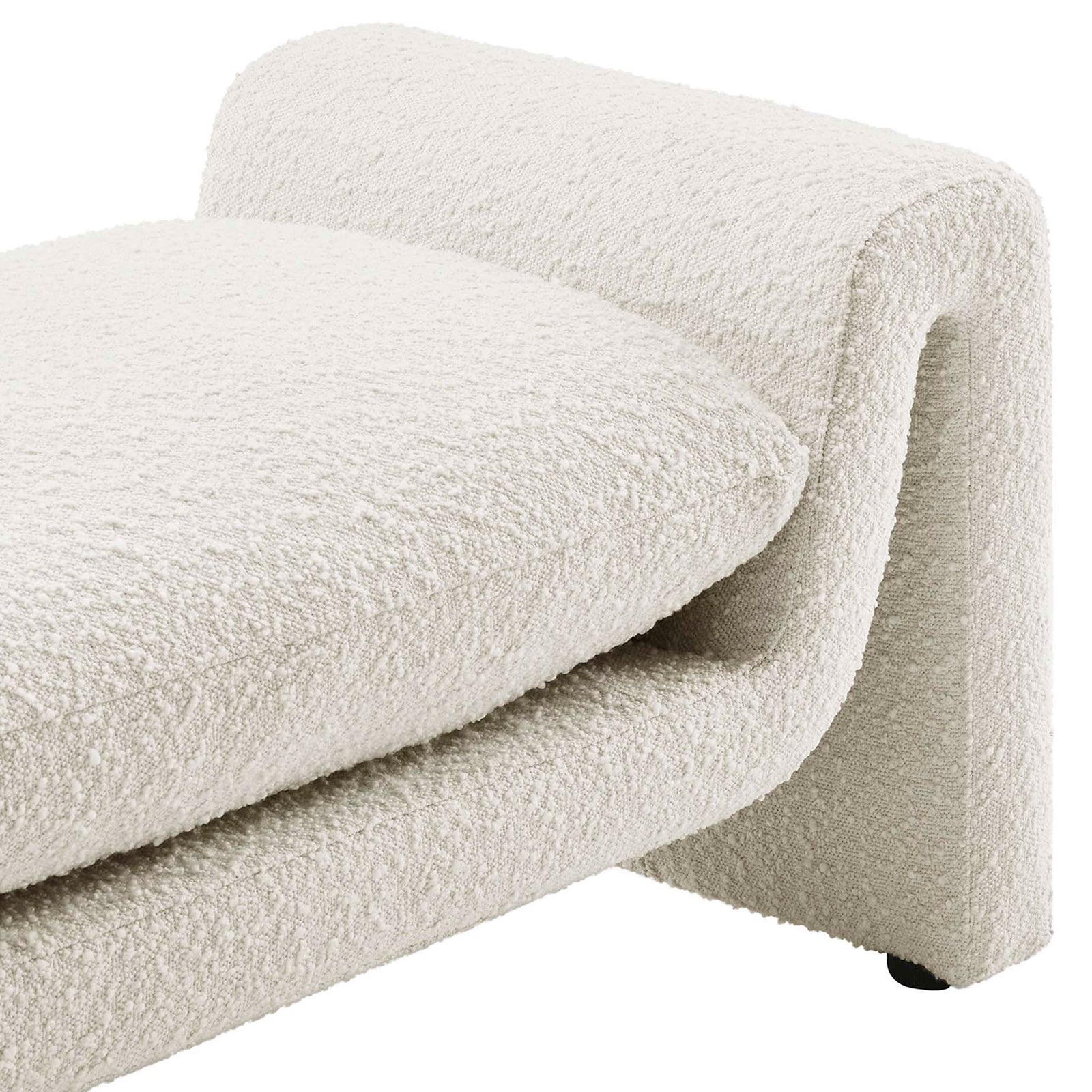 Cushioned seat nestles into the graceful curved arm, emphasizing comfort and craftsmanship || EEI-6379-IVO || detail_studio