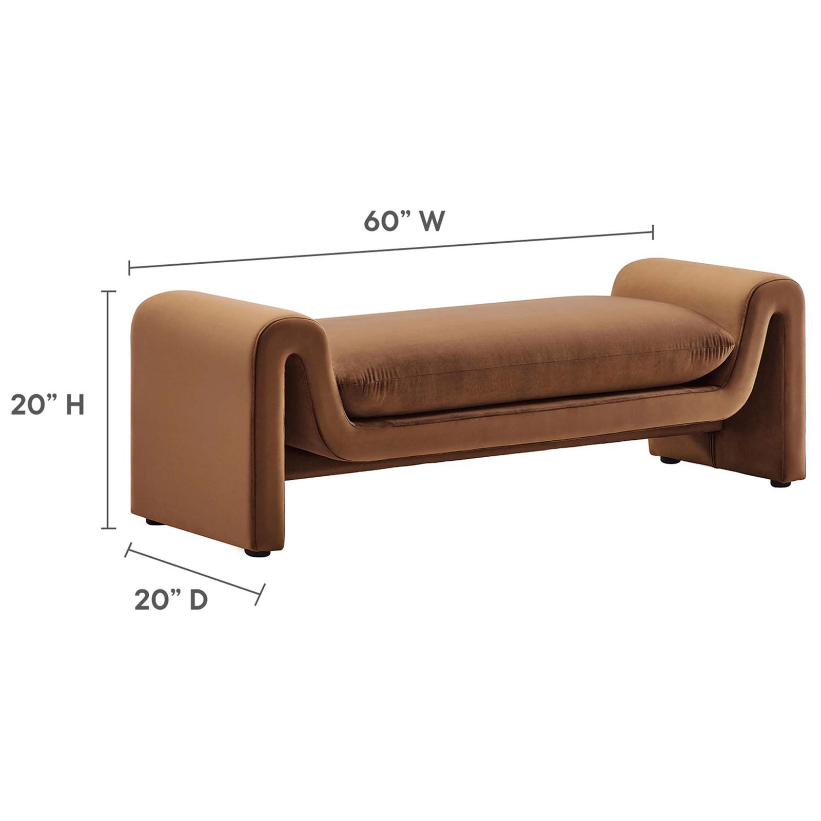 Streamlined silhouette brings sculptural style and comfort to entryways, bedrooms, or lounges || EEI-6380-BRN || dimension_studio