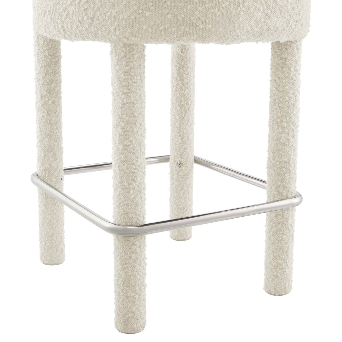 Textured legs with rounded edges and a polished silver footrest ring for lasting comfort || EEI-6383-IVO-SLV || leg_studio