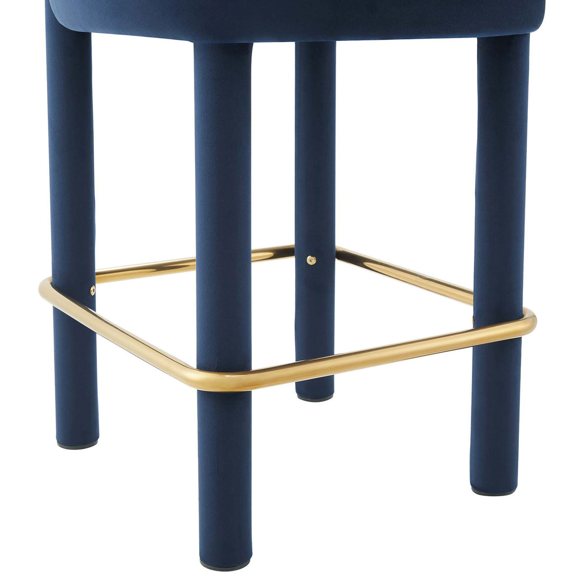 Polished gold stretcher encircles sturdy legs for a supportive, stylish footrest || EEI-6384-MID-GLD || leg_studio