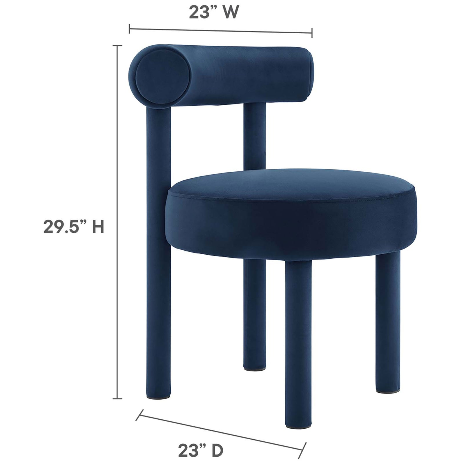 Compact 23 inch wide, 23 inch deep, 29.5 inch high profile fits beautifully in cozy dining spaces || EEI-6388-MID || dimension_studio